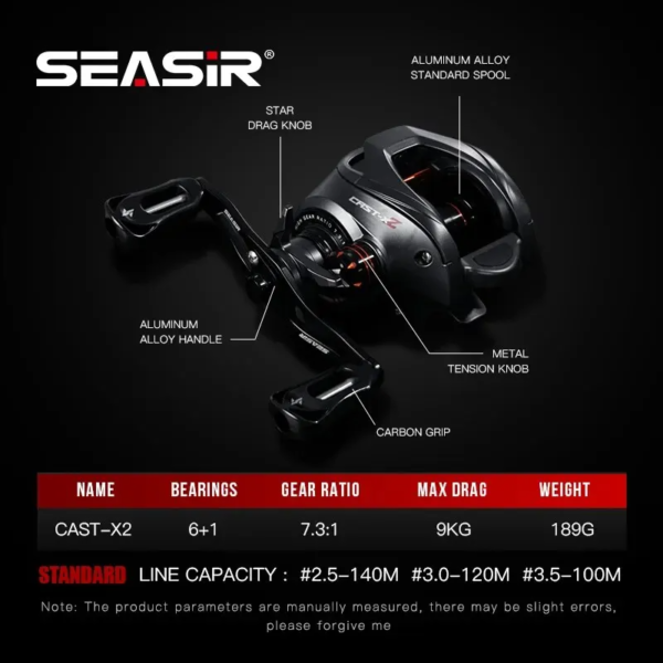 SEASIR Cast X2 Baitcasting Reel 7.3:1 - Imagem 4