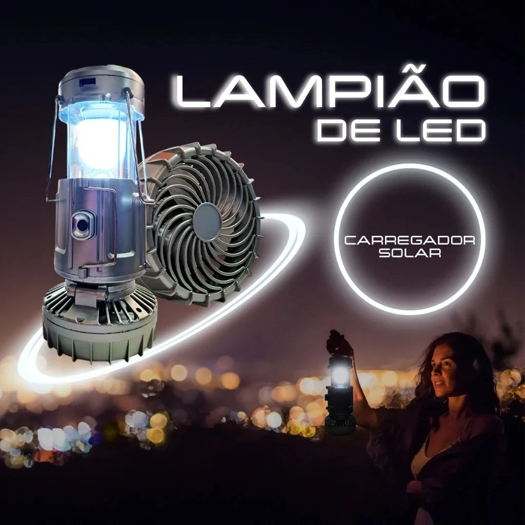 Lanterna KZ SolarBreeze 3 em 1 – Luz, Ventilação e Portabilidade!